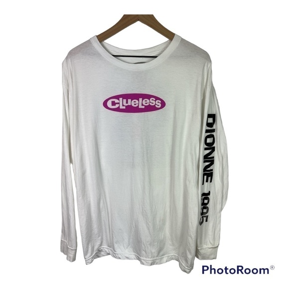 Clueless "Dionne" White Graphic Long Sleeve Tee Sz L - Picture 1 of 7